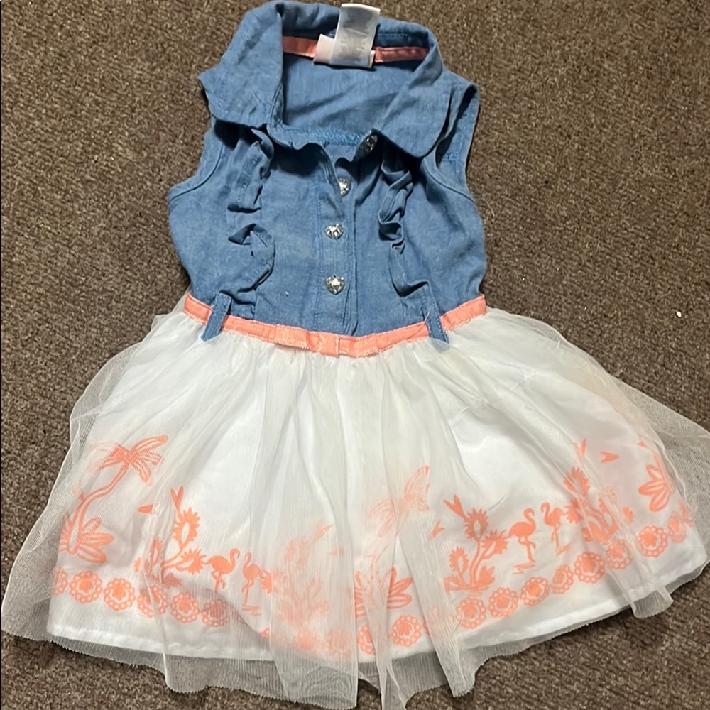 Blue and White Dress with Orange Accents